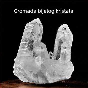 Prirodna bijela kristalna skupina - energetski kamen za pročišćavanje, stolni Feng Shui ukras