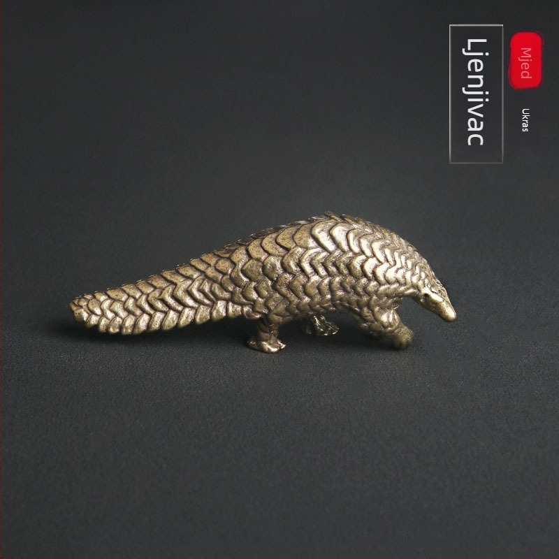 Mesing pangolin – stolna dekoracija, retro brončana rezbena Tea Pet, kolekcionarski brončani ukras