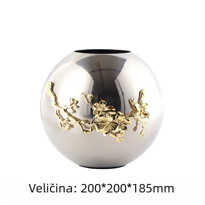 Metalna stolna vaza za cvijeće s cvijetom šljive, Novi kineski stil, lagani luksuz