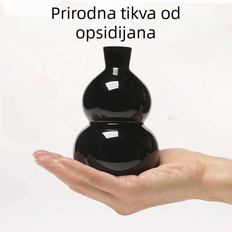 Obsidijan ukras u obliku tikve za dom, crni kamen, Feng Shui bogatstvo i prosperitet