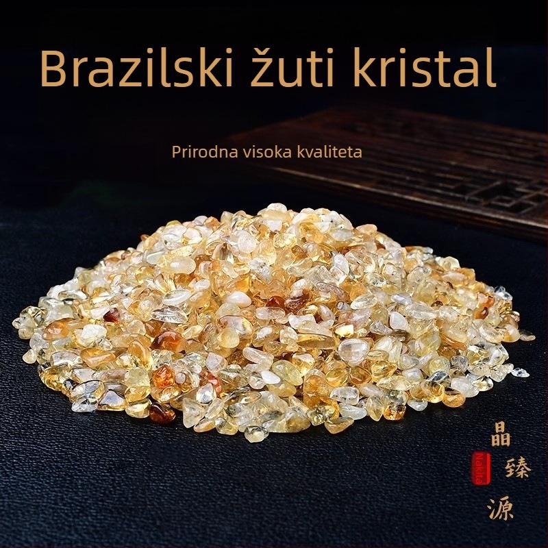 Prirodni brazilski žuti citrin kristalni šljunak, mali kristalni čestice, neporozni demagnetizirajući kamen, dekorativni ukras