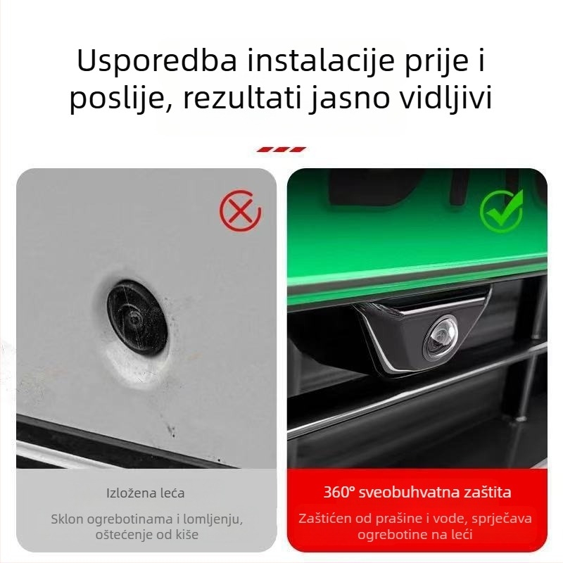 Zaštitno kućište objektiva za automobilske kamere, namijenjeno prednjoj kameri i 360° sustavu za povratno gledanje, otporno na kišu i pijesak.