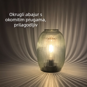 Ručni stakleni sjenilo za lampu sa vertikalnim prugama, ručno izrađeni dekorativni geometrijski komad za noćni ormarić, dnevnu sobu ili stol za kavu