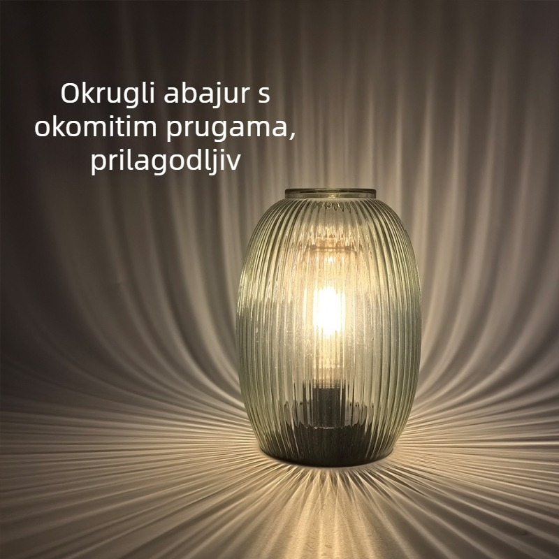 Ručni stakleni sjenilo za lampu sa vertikalnim prugama, ručno izrađeni dekorativni geometrijski komad za noćni ormarić, dnevnu sobu ili stol za kavu