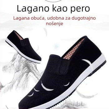 Muške platnene tenisice u stilu Starog Pekinga, slip-on, s mekom potplatom, prozračne, crne, izdanje po mjeri