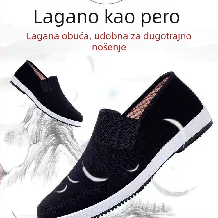 Muške platnene tenisice u stilu Starog Pekinga, slip-on, s mekom potplatom, prozračne, crne, izdanje po mjeri