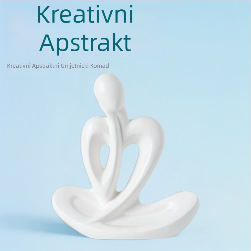 Keramička figura Thinker od bijelog porcelana, nordijskog stila, moderni minimalistički ukras za dnevni boravak
