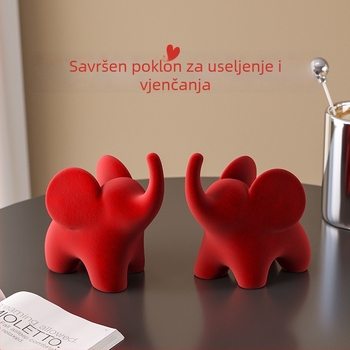 Par slonova od smole s veluru – dekorativna figurica za mladenku i useljenje