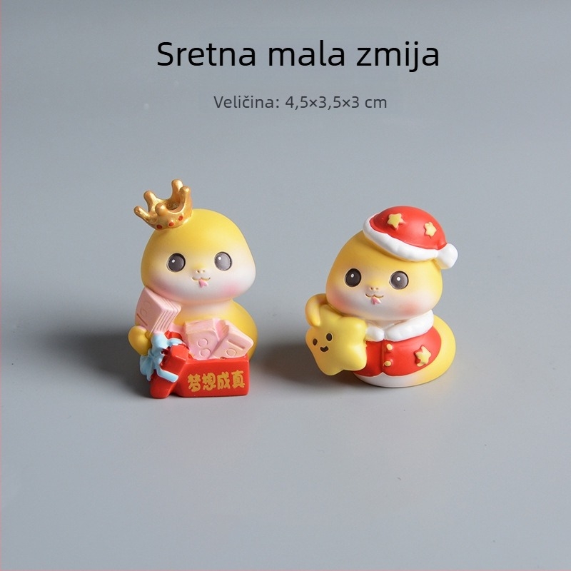 Maskota Godine Zmije – Slatka crtana zmija od smole, dekoracija za dom i auto, novogodišnji poklon
