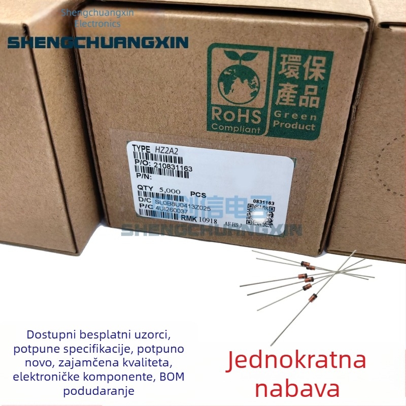 HZ2A1/HZ2A2/2A3 Zener dioda, DO-35 paket, 0.5W, tolerancija 2%, 1.8–2V