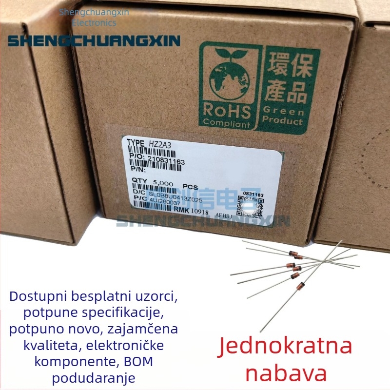 HZ2A1/HZ2A2/2A3 Zener dioda, DO-35 paket, 0.5W, tolerancija 2%, 1.8–2V