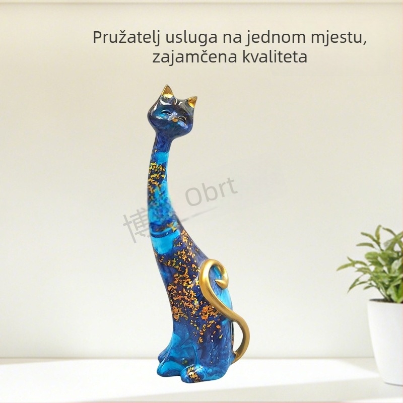 Mačji ukras od smole s vodnim prijenosom za kućnu dekoraciju