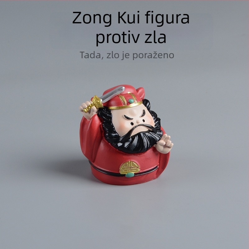 Zhong Kui od smole, stolni ukras kineskog stila, slatka ručno izrađena figurica