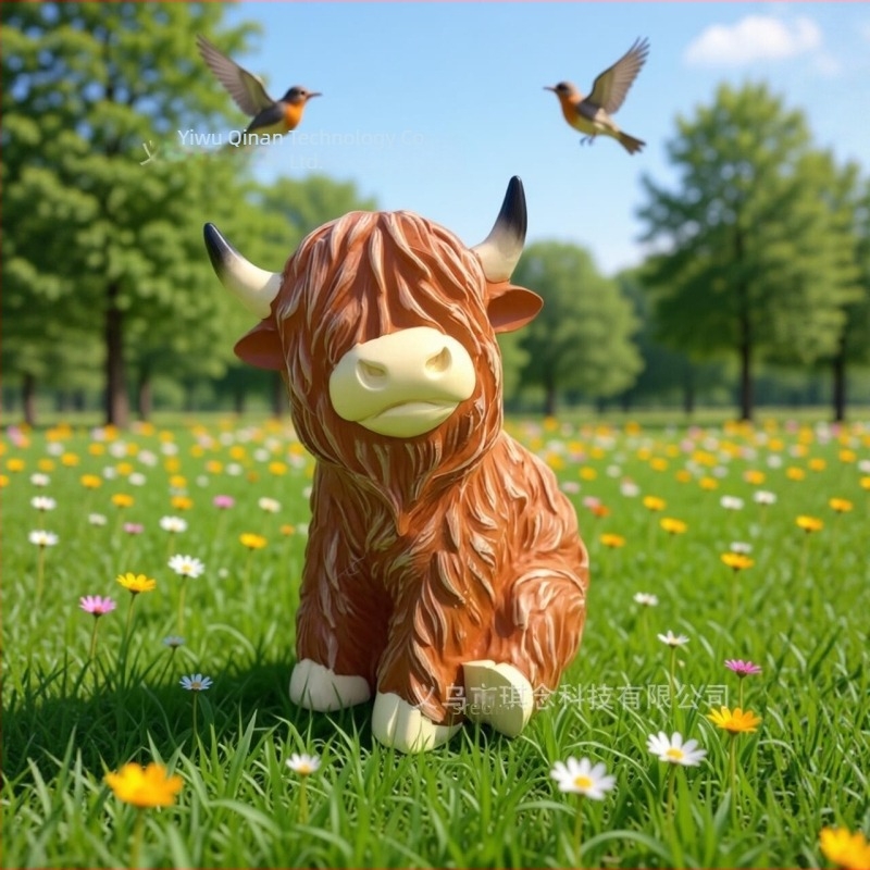 Highland cow od smole – kreativni ukras za dom, noćna lampica za stol, crtani životinja poklon