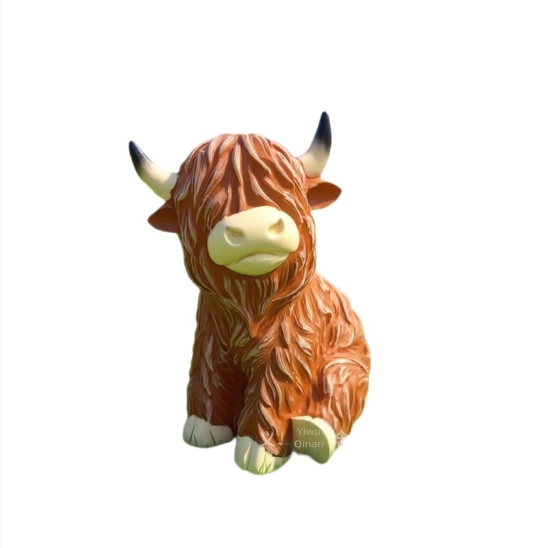 Highland cow od smole – kreativni ukras za dom, noćna lampica za stol, crtani životinja poklon