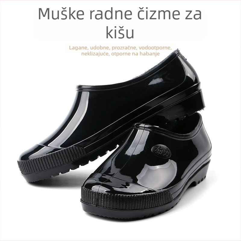 Muške ljetne čizme za kišu, protuklizne i otporne na habanje, PVC niskog profila, plastične čizme za kišu