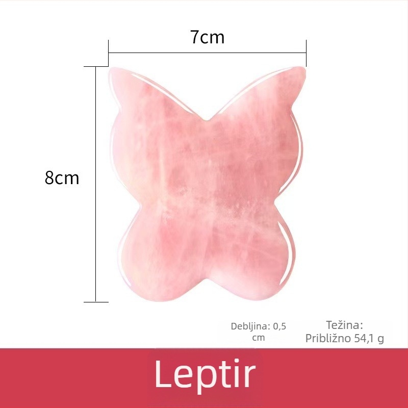Gua Sha alat za lice od ružnog kvarca, leptirovog oblika