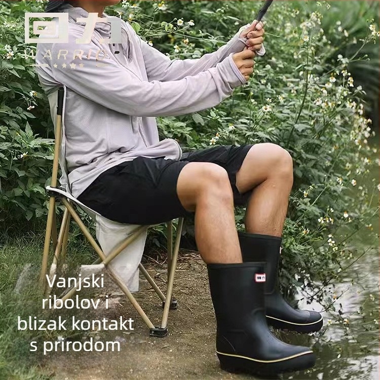 Muške Warrior kišne čizme 589, srednje visine, vodootporne gumene čizme za ribolov, sa šnimom i reflektirajućim detaljima