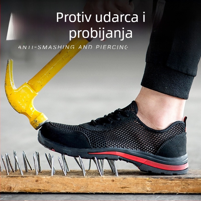 Muške sigurnosne cipele s zaštitom od udara i probijanja, prozračne lagane radne cipele za gradilište