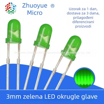Excellence Micro LED, zelena, 3V, 3 mm okrugli LED visoke svjetline, model F3