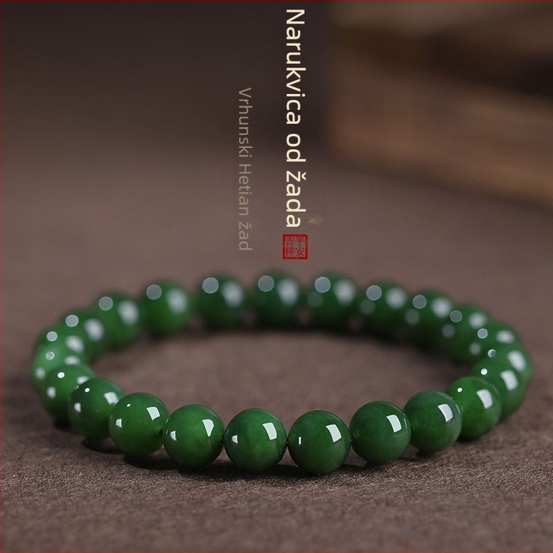 Narukvica od Hetian jade s perlicama, unisex, originalni dizajn, tkana