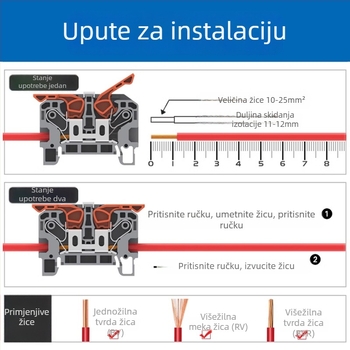 LT-25 Ultra-visok tok, veliki kvadratni tračni terminal za brzo spajanje, 75A