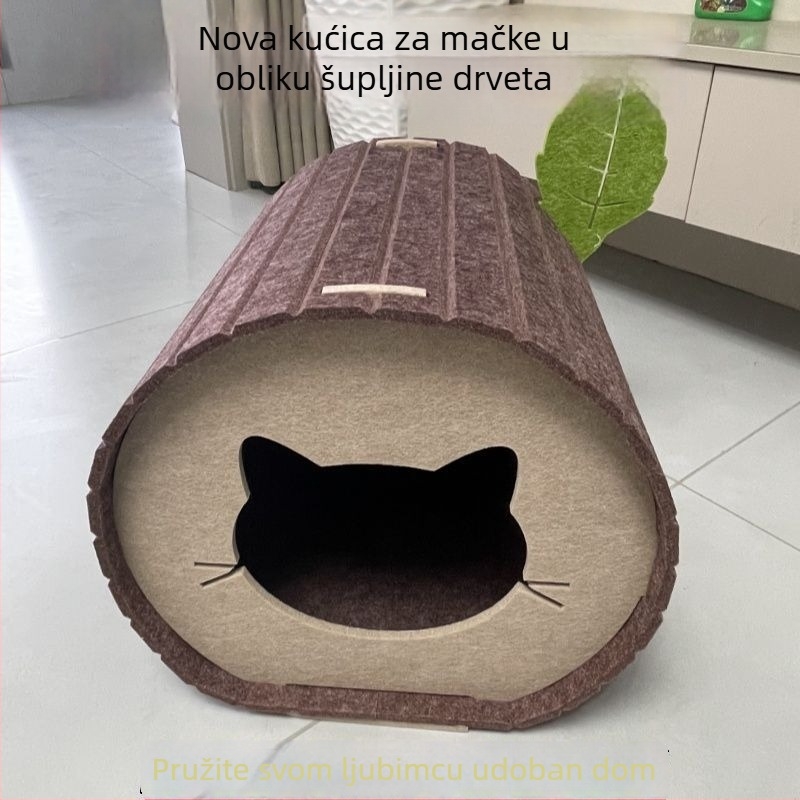 Mačje gnijezdo u obliku debla s otporom na habanje, tunel za kandže, sklonište koje se može sklopiti, trodimenzionalno, poluotvoreno
