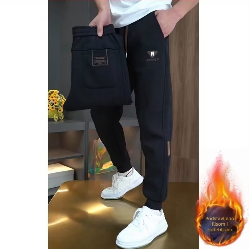 Moderne jesen-zimske trenirke s uskim krojem i izvezenim detaljima, casual muške sportske hlače