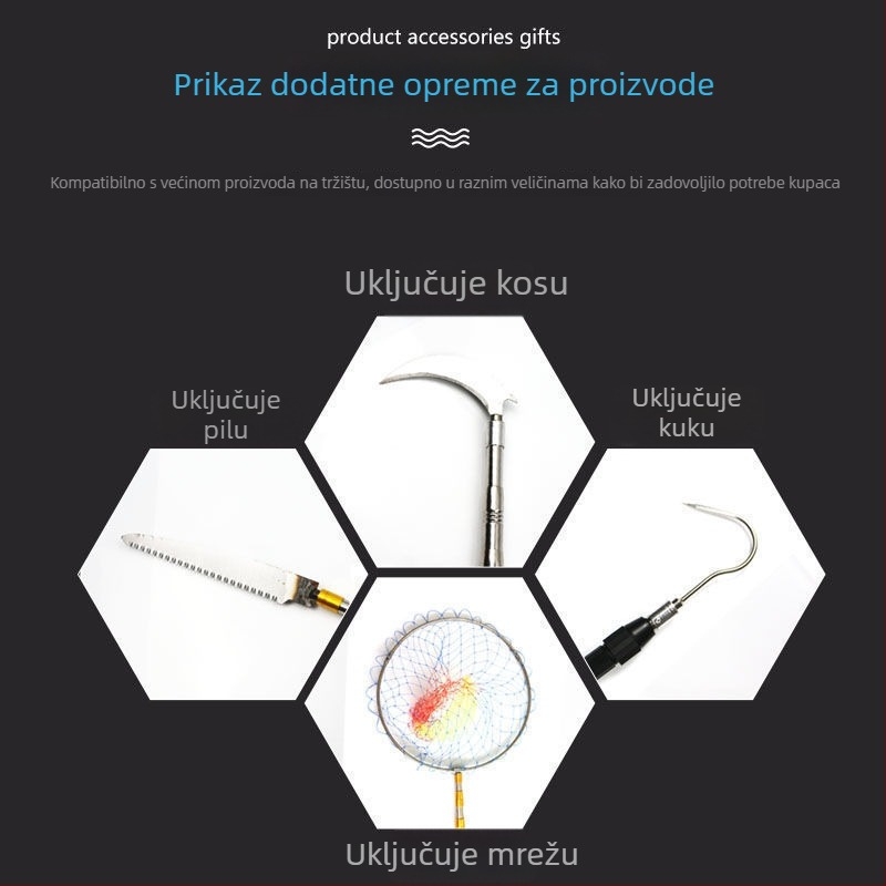 Nerđajući čelični teleskopski višenamjenski štap za rezanje visokih grana, štap za mrežu, udice za Sophora japonica i Toona sinensis, ribolov i košenje trave