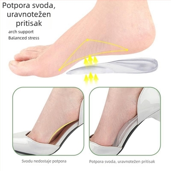 Gel ortopedska uloška za luk stopala s jastučićem za petu, O- i X-korekcija valgusa, mekani potporni luk