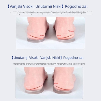 Gel ortopedska uloška za luk stopala s jastučićem za petu, O- i X-korekcija valgusa, mekani potporni luk