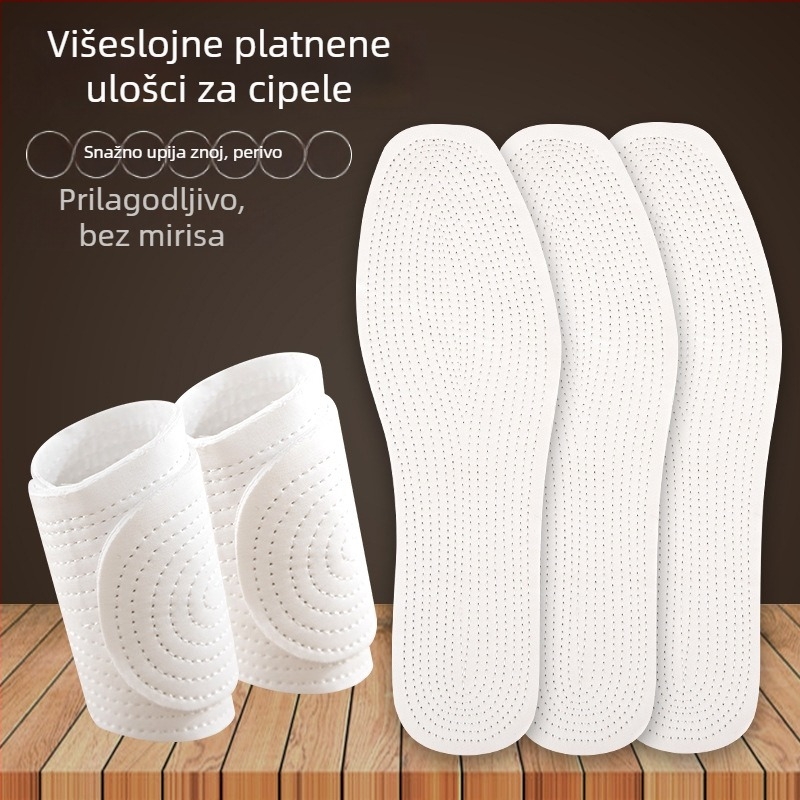 8-slojne pamučne uloške za proljeće i jesen, unisex, bijeli, prozračni, upijaju znoj, otporni na habanje, protuklizni, povećavaju visinu, bez rubova