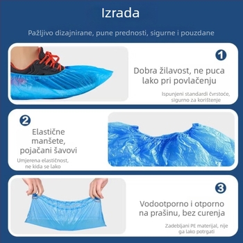 Jednokratne plastične navlake za cipele od CPE, deblje, vodootporne, otporne na trošenje, protuklizne za unutarnju uporabu