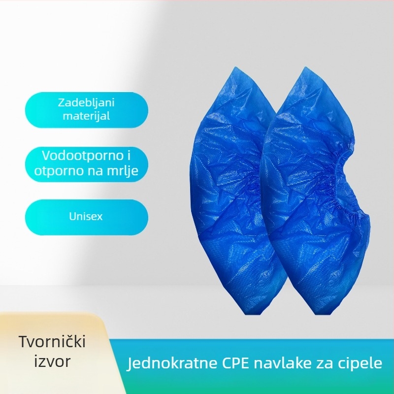Jednokratne plastične navlake za cipele od CPE, deblje, vodootporne, otporne na trošenje, protuklizne za unutarnju uporabu