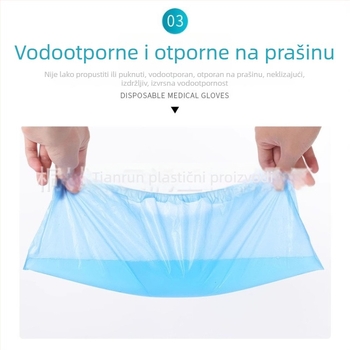 Jednokratne navlake za cipele, deblje, vodootporne, prašinu otporne, protuklizne, crvene boje, od CPE plastike, 100 komada
