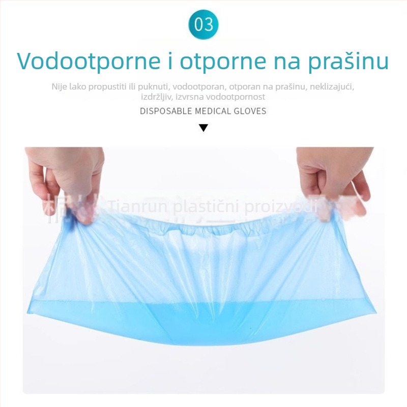Jednokratne navlake za cipele, deblje, vodootporne, prašinu otporne, protuklizne, crvene boje, od CPE plastike, 100 komada