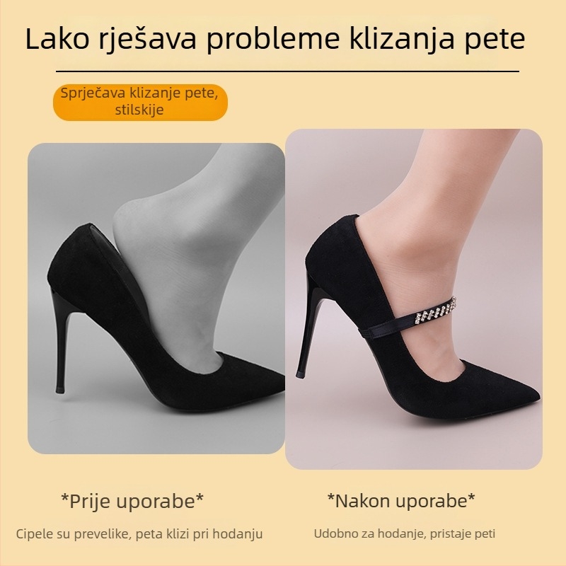 Elastične šnure s kristalima za cipele, oko gležnja remen, sprječava klizanje pete na visokim petama