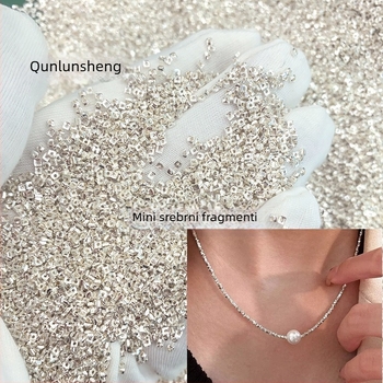 Qunlusheng S925 Sterling Srebro – Mini lomljene srebrne perle, nepravilne razdjelne perle, izuzetno tanke slobodne perle za DIY ogrlicu i narukvicu