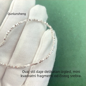 Qunlusheng S925 Sterling Srebro – Mini lomljene srebrne perle, nepravilne razdjelne perle, izuzetno tanke slobodne perle za DIY ogrlicu i narukvicu