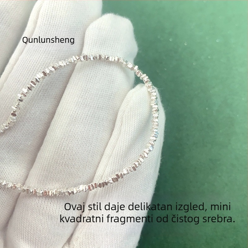 Qunlusheng S925 Sterling Srebro – Mini lomljene srebrne perle, nepravilne razdjelne perle, izuzetno tanke slobodne perle za DIY ogrlicu i narukvicu