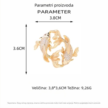 Nova elegantna broš s motivom Riba, vodeni motiv, mikro cirkon uložak, modni dodatak