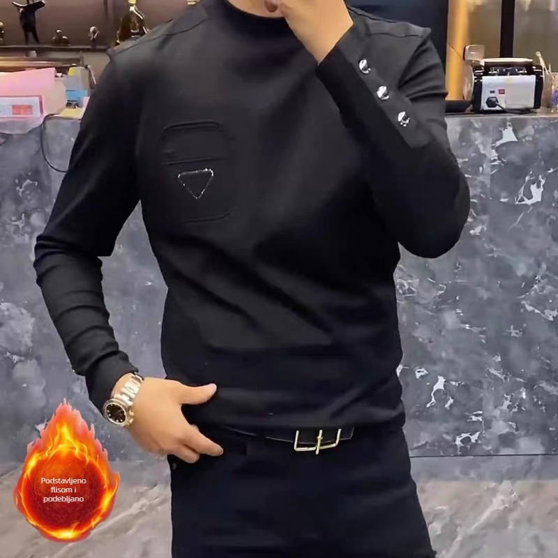 Muški dugi rukav T‑shirt s dekoracijom od rhinestones toplinskim otiskom, životinjski motiv, prozračna mješavina pamuka