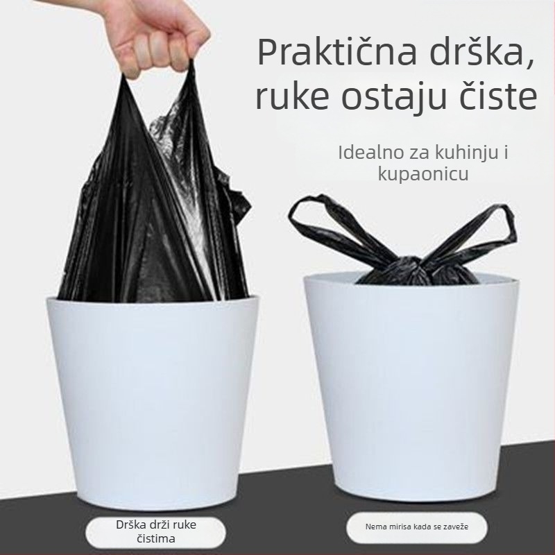 Torbe za otpad u stilu veste, ojačane, crne, male, za kućnu uporabu, jednokratne plastične vrećice za kuhinju