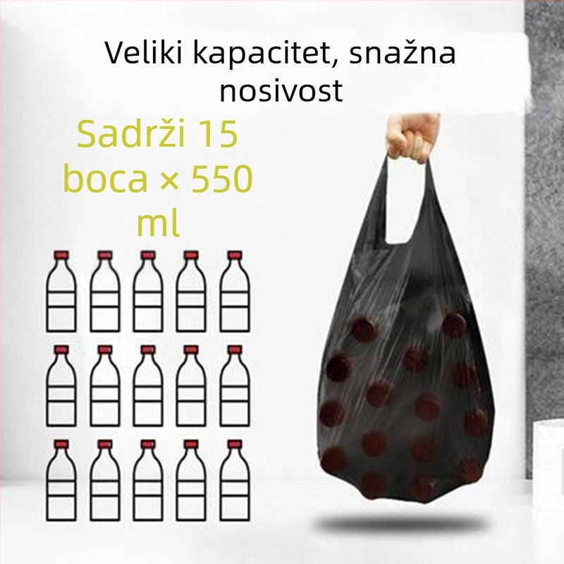 Torbe za otpad u stilu veste, ojačane, crne, male, za kućnu uporabu, jednokratne plastične vrećice za kuhinju