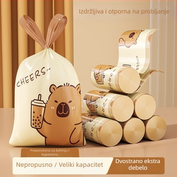 Vrećica za otpad sa šnuralom, kućna upotreba, kuhinja, ekstra debeli plastični materijal, automatsko zatvaranje