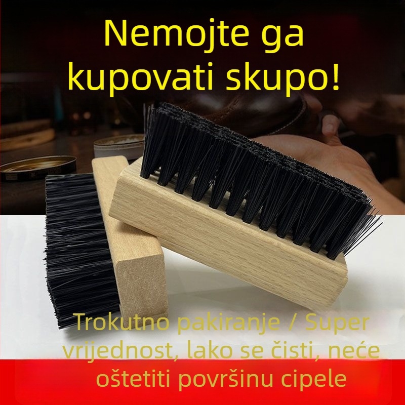 Drvena četka za čišćenje cipela s mekanim vlaknima i drvenom ručkom – nježna prema cipelama, visokokvalitetna višefunkcionalna njega cipela