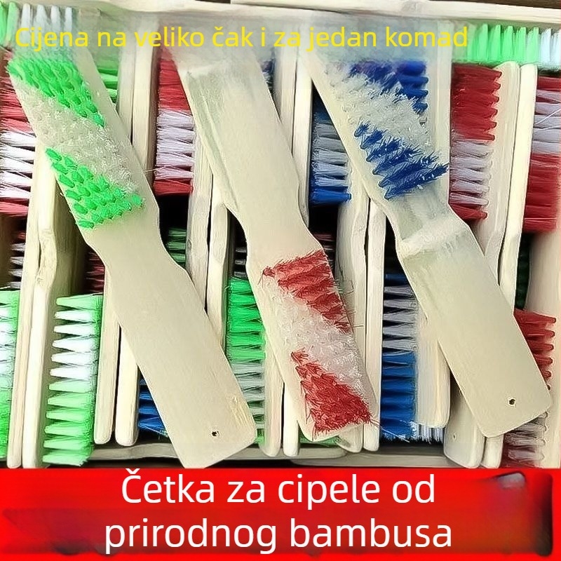 Prirodna bambusova četka za cipele s čvrstom čekinjom, duga drška za čišćenje cipela, podova i tepiha, četka za pranje rublja