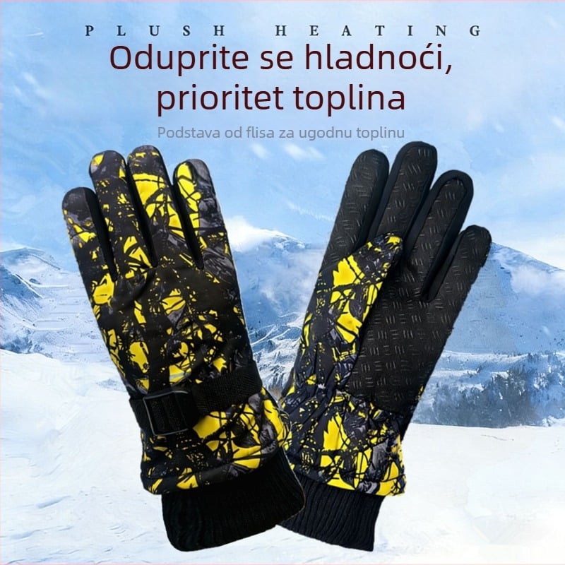 Dječje rukavice za skijanje, uzrast 7–13 godina, s pamuk podstavom, debeli, topli, protuklizne