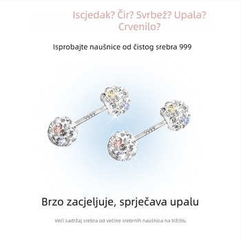 S999 sterling srebrne naušnice za žene, igla za uho, lagani luksuz