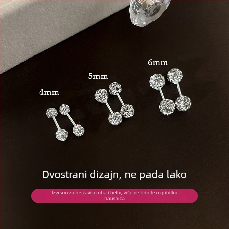 S999 sterling srebrne naušnice za žene, igla za uho, lagani luksuz